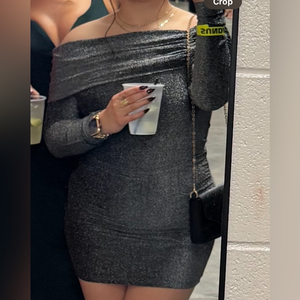 H&M Gray Off-the-Shoulder Bodycon Mini Dress